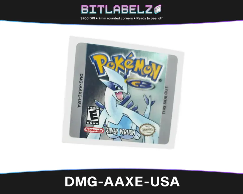 Pokemon Silver Version - Etichetta Game Boy Color [DMG-AAXE-USA] con effetto argento