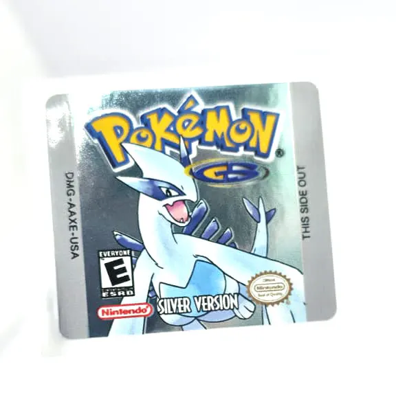 Pokemon Silver Version - Etichetta Game Boy Color [DMG-AAXE-USA] con effetto argento