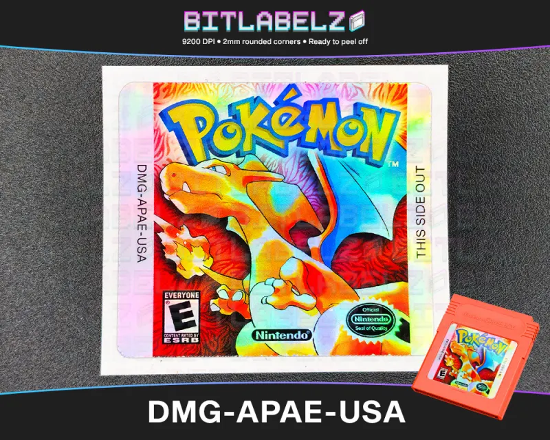 Pokemon Red - Holografisches Game Boy Label [DMG-APAE-USA]