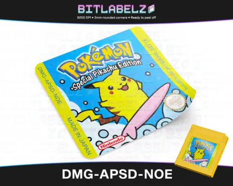 Pokemon Gelb Surfing Pikachu - Etichetta Game Boy custom [DMG-APSD-NOE]