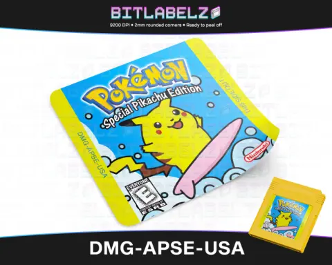 Pokemon Yellow Surfing Pikachu - Etichetta Game Boy custom [DMG-APSE-USA]