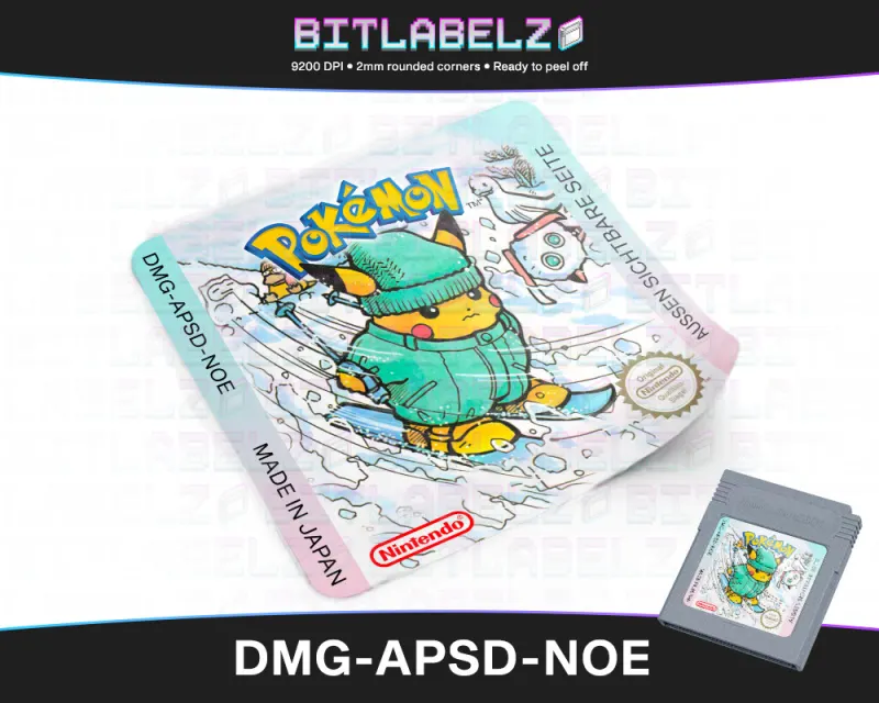 Pokemon Gelb Ski Pikachu - Etichetta Game Boy custom [DMG-APSD-NOE]