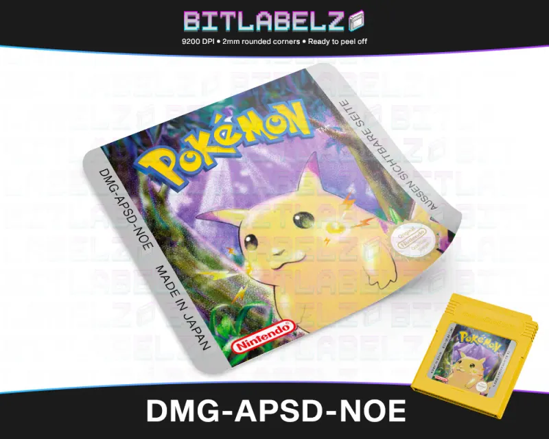 Pokemon Gelbe Edition - Etichetta Game Boy stile TCG [DMG-APSD-NOE]