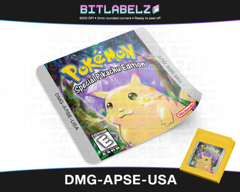 Pokemon Yellow Version - Etichetta Game Boy stile TCG [DMG-APSE-USA]