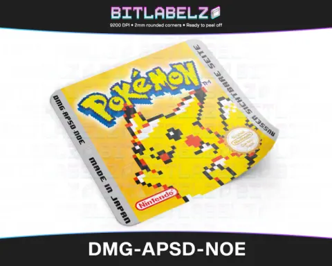 Pokemon Gelbe Edition - Etichetta Game Boy pixel art [DMG-APSD-NOE]