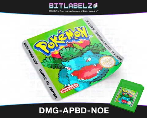 Pokemon Grüne Edition - Etichetta Game Boy pixel art [DMG-APBD-NOE]