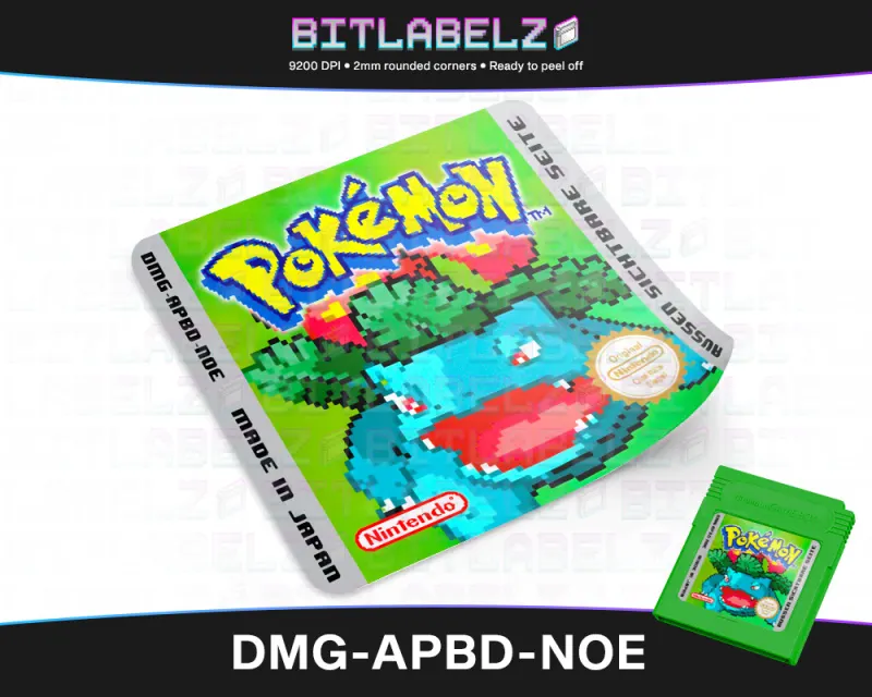 Pokemon Grüne Edition - Etichetta Game Boy pixel art [DMG-APBD-NOE]