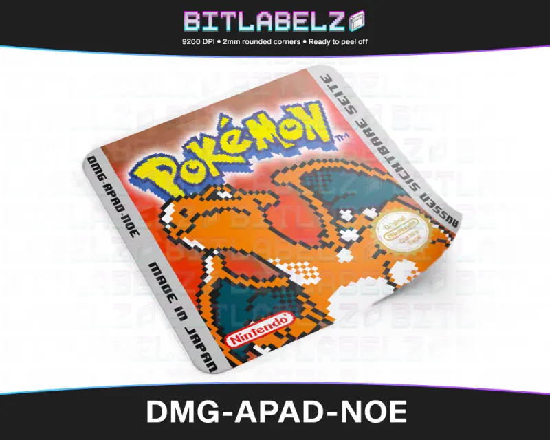 Pokemon Rote Edition - Etichetta Game Boy pixel art [DMG-APAD-NOE]