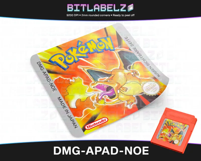 Pokemon Rote Edition - Etichetta Game Boy stile TCG [DMG-APAD-NOE]