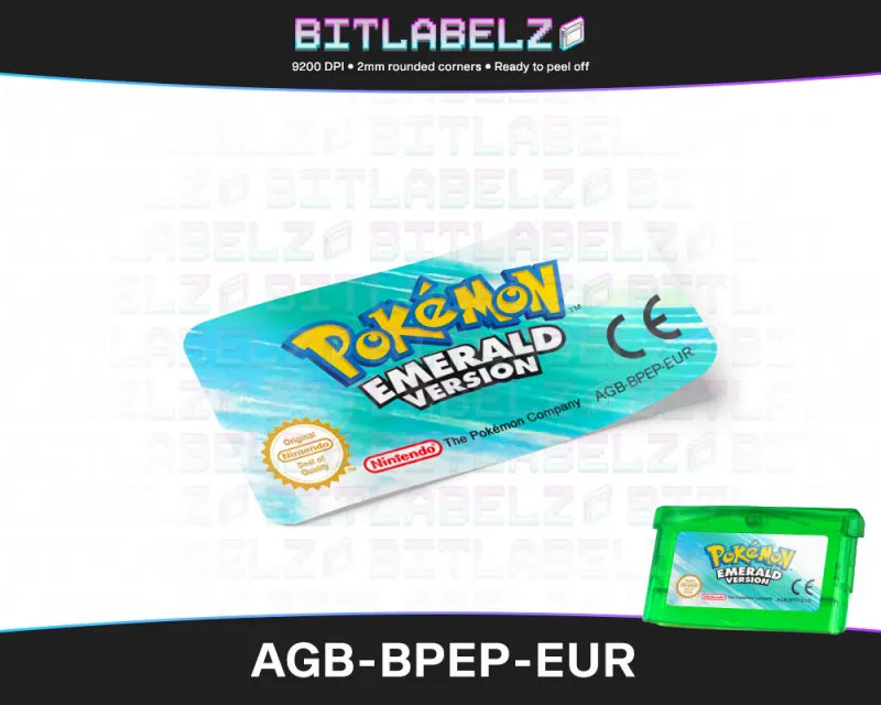 Pokemon Emerald Version - Etichetta Game Boy Advance [AGB-BPEP-EUR] con effetto metallizzato