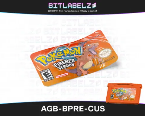 Pokemon FireRed Version - Étiquette Game Boy Advance custom [AGB-BPRE-CUS] avec effet métallisé