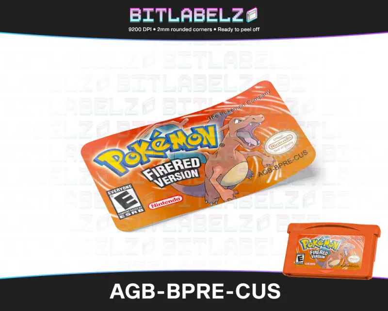 Pokemon FireRed Version - Etichetta Game Boy Advance custom [AGB-BPRE-CUS] con effetto metallizzato