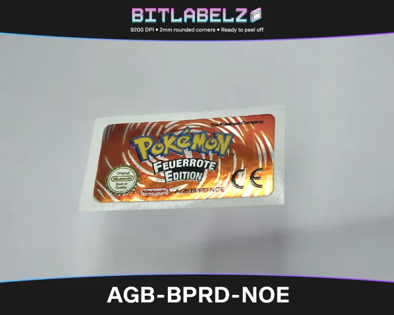 Pokemon Feuerrote Edition - Étiquette Game Boy Advance [AGB-BPRD-NOE] avec effet métallisé