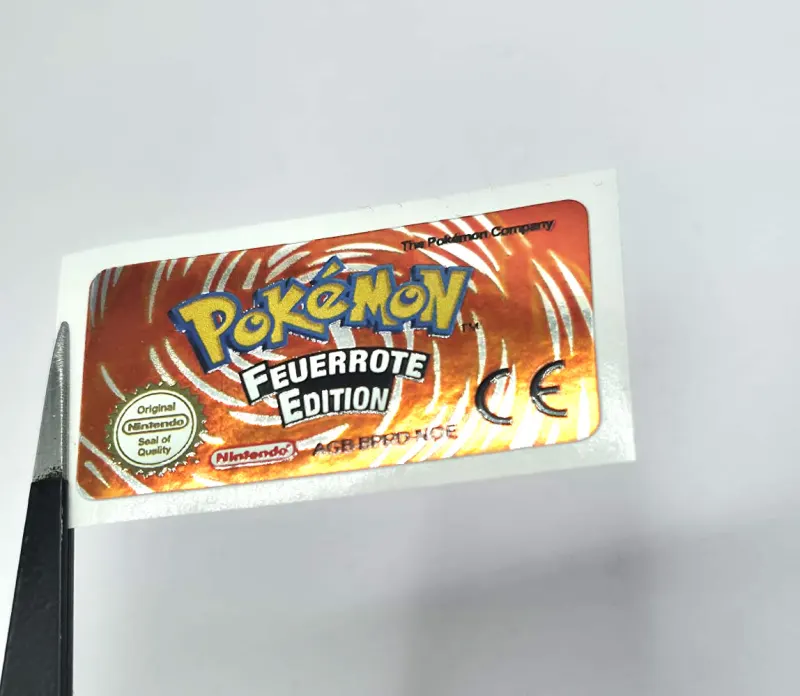 Pokemon Feuerrote Edition - Étiquette Game Boy Advance [AGB-BPRD-NOE] avec effet métallisé