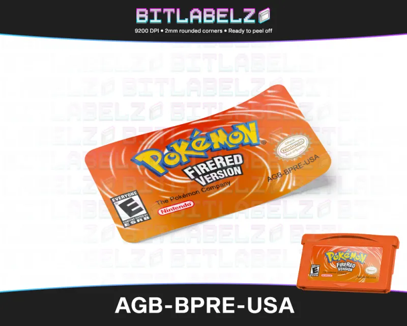 Pokemon FireRed Version - Etiqueta Game Boy Advance [AGB-BPRE-USA] con efecto metalizado