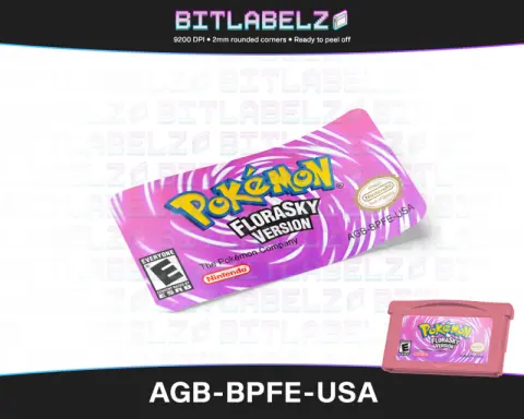 Pokemon FloraSky Version - Etichetta Game Boy Advance custom [AGB-BPFE-USA] con effetto metallizzato