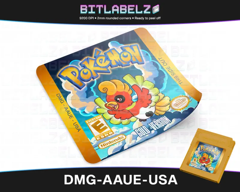 Pokemon Gold Version - Etichetta Game Boy Color custom [DMG-AAUE-USA]