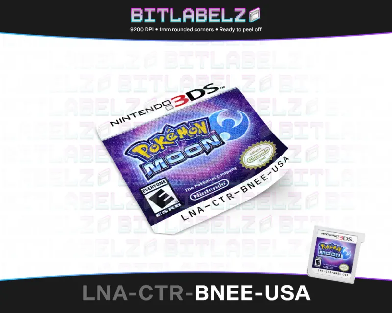 Pokemon Moon - Etichetta Nintendo 3DS [LNA-CTR-BNEE-USA]