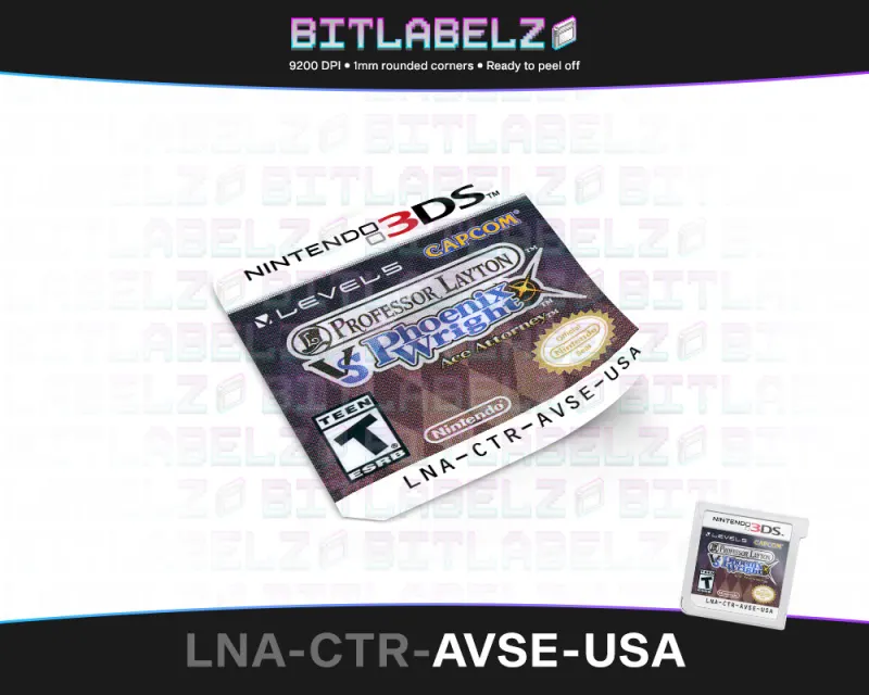Professor Layton vs. Phoenix Wright: Ace Attorney - Etichetta Nintendo 3DS [LNA-CTR-AVSE-USA]