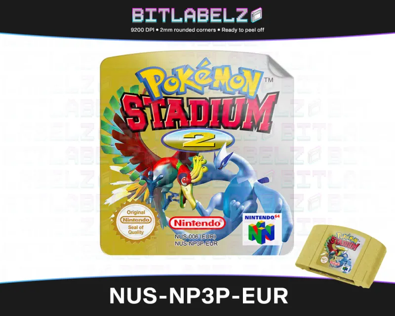 Pokemon Stadium 2 - Étiquette Nintendo 64 [NUS-NP3P-EUR] avec effet métallisé