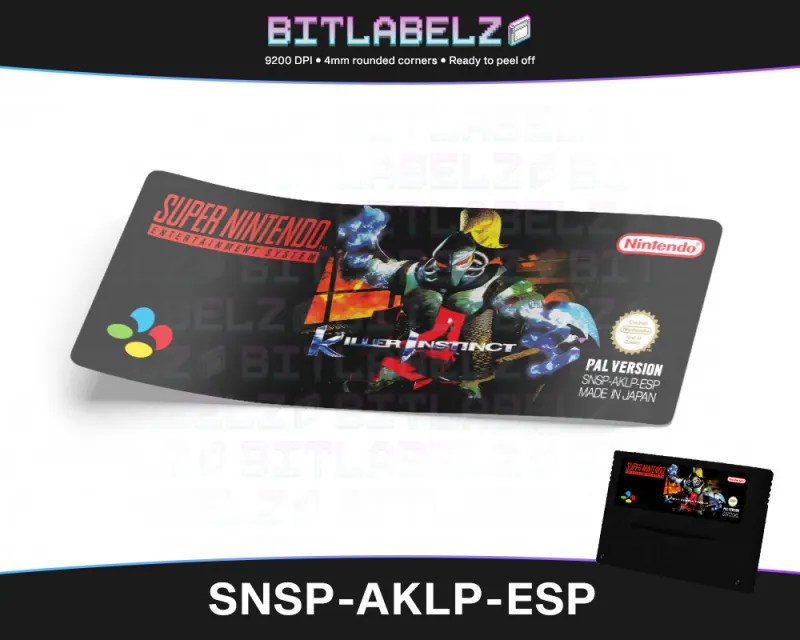 Killer Instinct - Etichetta Super Nintendo PAL [SNSP-AKLP-ESP]