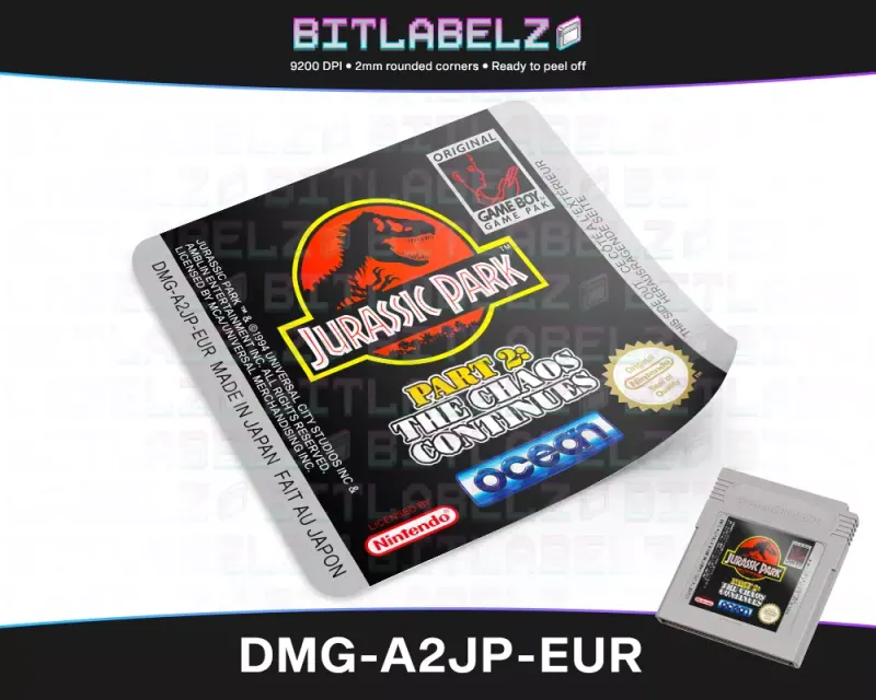 Jurassic Park 2: The Chaos Continues - Etichetta Game Boy [DMG-A2JP-EUR]