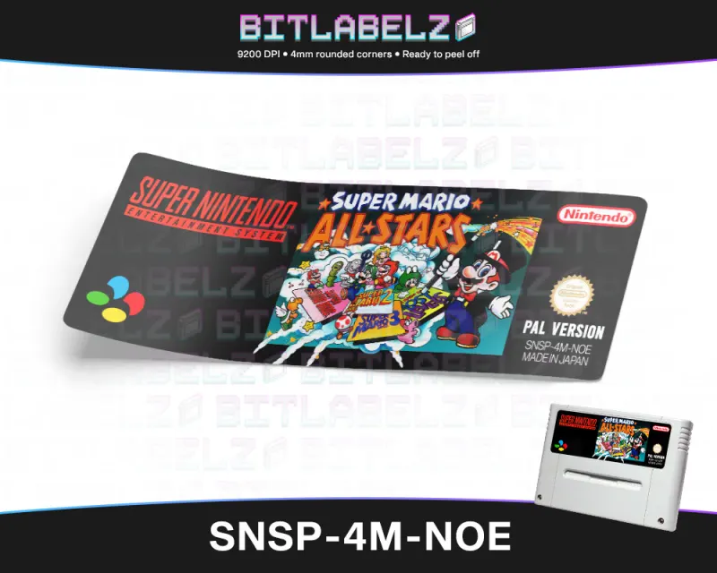 Super Mario All-Stars - Etichetta Super Nintendo PAL [SNSP-4M-NOE]