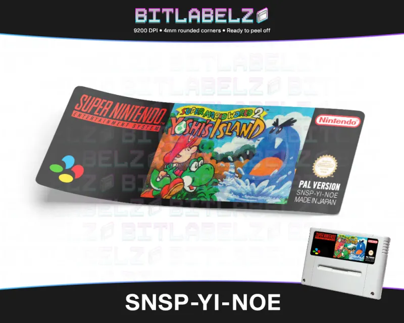 Super Mario World 2: Yoshi's Island - Étiquette Super Nintendo PAL [SNSP-YI-NOE]