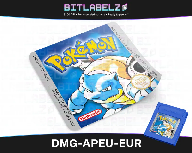 Pokemon Blue Version - Étiquette Game Boy [DMG-APEU-EUR]