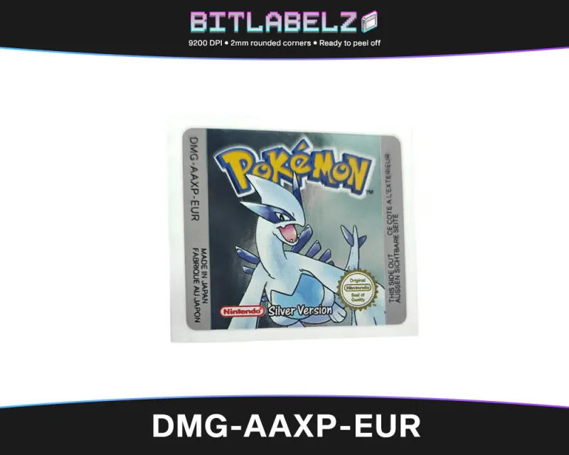 Pokemon Silver Version - Etichetta Game Boy Color [DMG-AAXP-EUR] con effetto argento