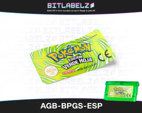 Pokemon Edicion Verde Hoja - Etichetta Game Boy Advance [AGB-BPGS-ESP] con effetto metallizzato