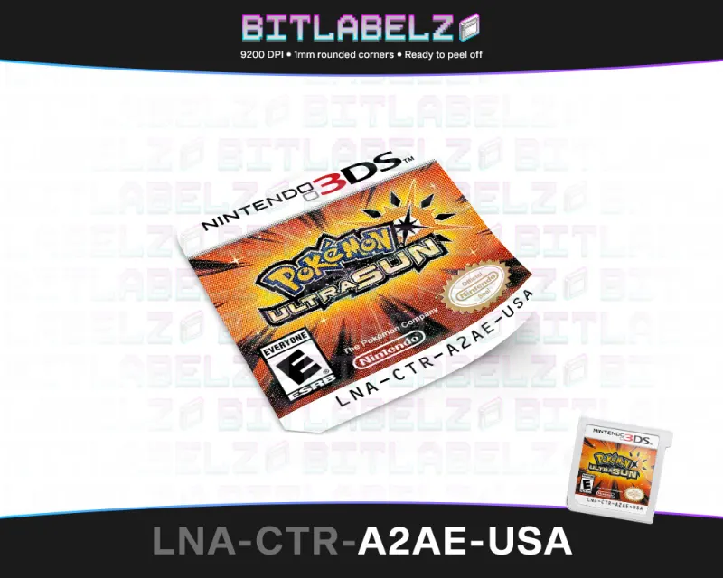 Pokemon Ultra Sun - Etichetta Nintendo 3DS [LNA-CTR-A2AE-USA]
