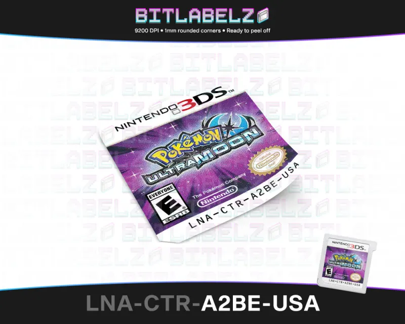 Pokemon Ultra Moon - Etichetta Nintendo 3DS [LNA-CTR-A2BE-USA]