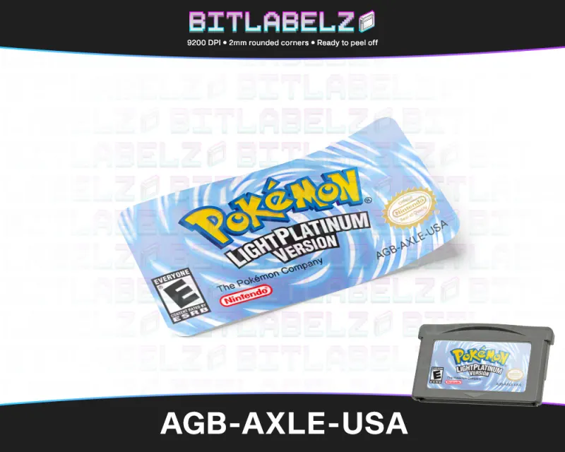 Pokemon Light Platinum Version - Etichetta Game Boy Advance [AGB-AXLE-USA] con effetto metallizzato