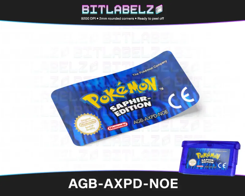 Pokemon Saphir Edition - Étiquette Game Boy Advance [AGB-AXPD-NOE] avec effet métallisé