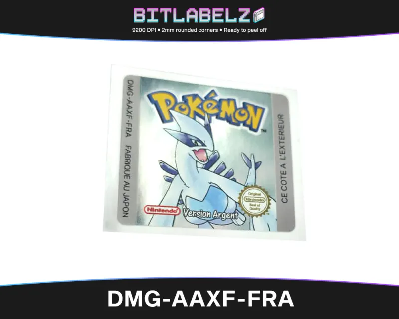 Pokemon Version Argent - Etichetta Game Boy Color [DMG-AAXF-FRA] con effetto argento