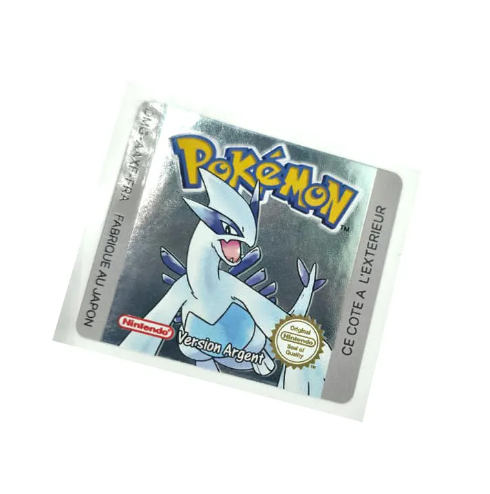 Pokemon Version Argent - Etichetta Game Boy Color [DMG-AAXF-FRA] con effetto argento