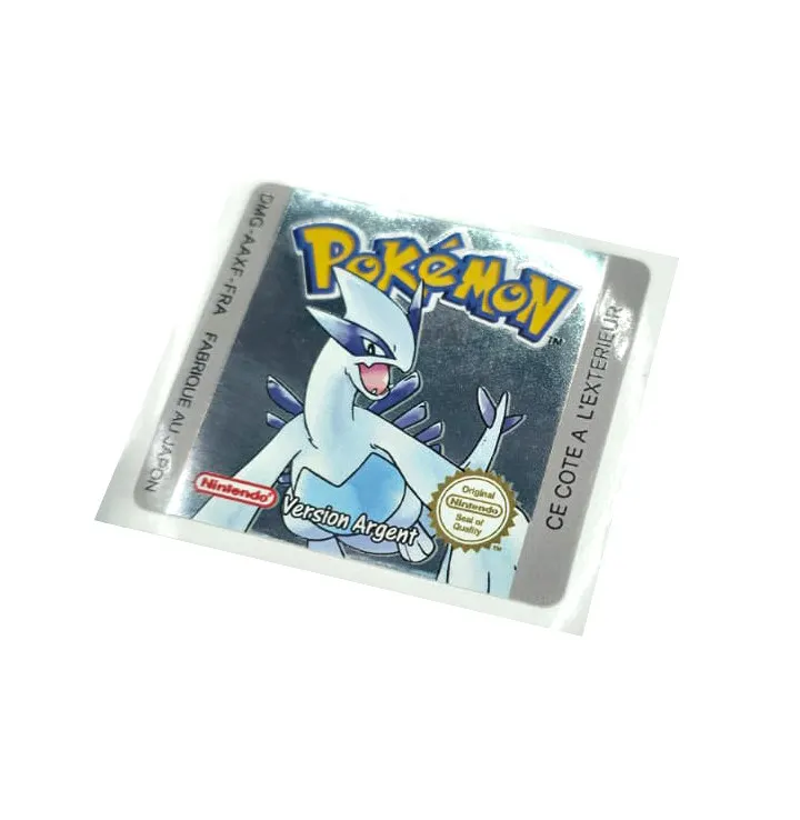 Pokemon Version Argent - Etichetta Game Boy Color [DMG-AAXF-FRA] con effetto argento