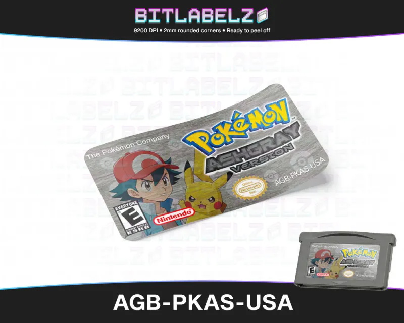 Pokemon Ash Gray Version - Etichetta Game Boy Advance custom [AGB-PKAS-USA]
