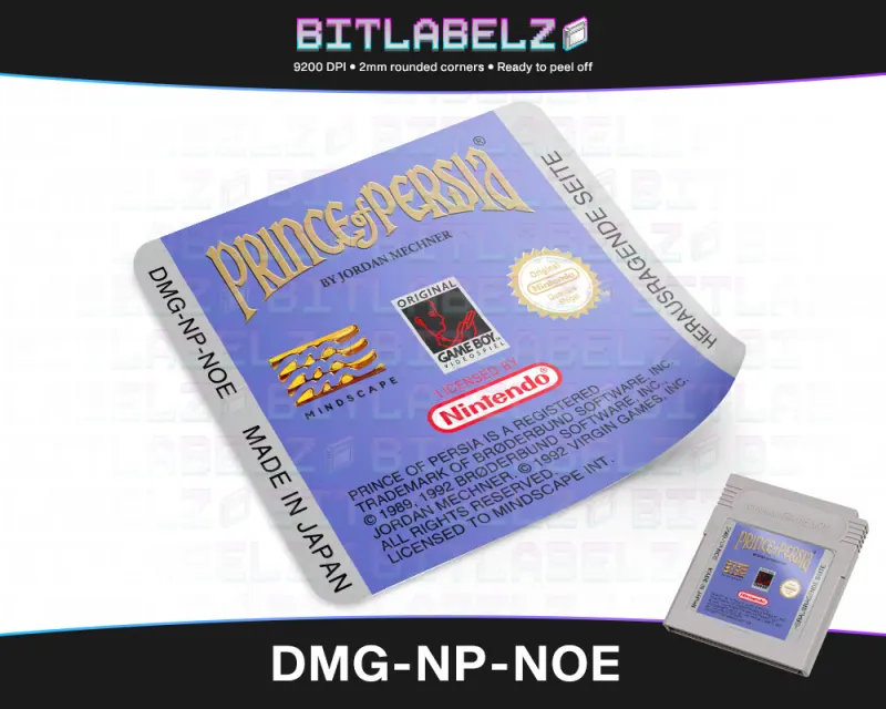 Prince of Persia - Etichetta Game Boy [DMG-NP-NOE]