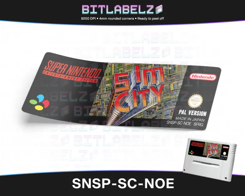 Sim City - Etichetta Super Nintendo PAL [SNSP-SC-NOE]