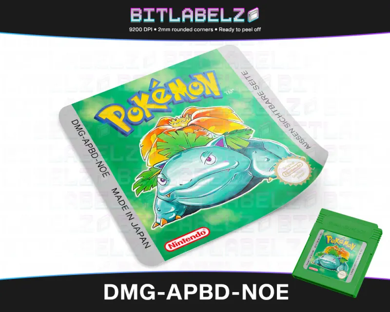 Pokemon Grüne Edition - Etichetta Game Boy stile TCG [DMG-APBD-NOE]