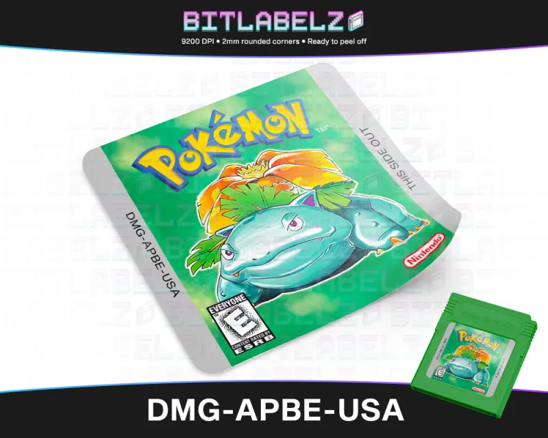 Pokemon Green Version - Etichetta Game Boy stile TCG [DMG-APBE-USA]