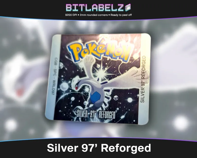 Pokemon Silver 97' Reforged - Etichetta Game Boy Color custom con effetto argento
